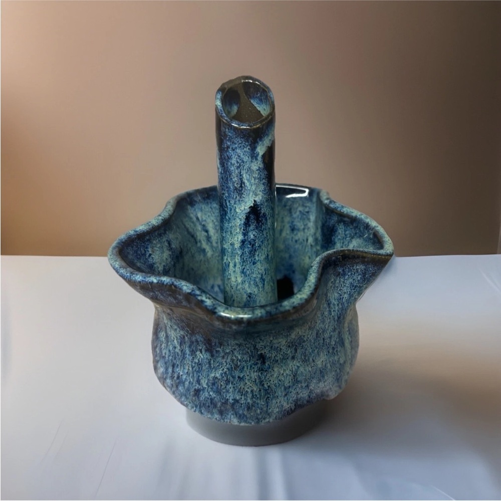 Artistic Blue Ceramic Centerpiece signed
